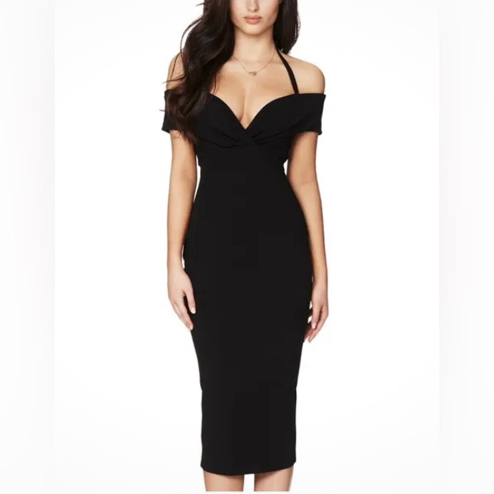 Nookie Womens Athena Off Shoulder Midi Black